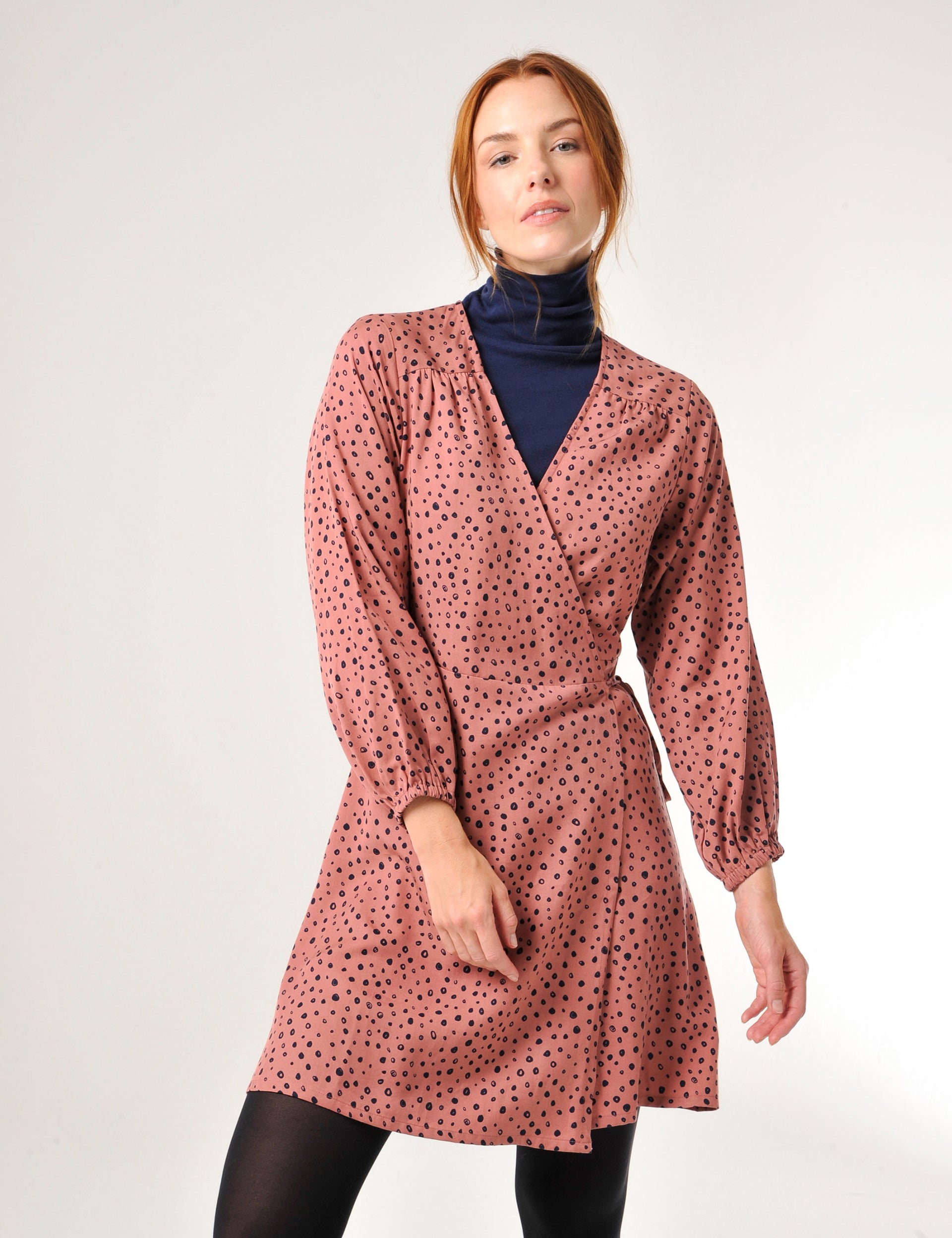 Loft polka dot wrap cheap dress