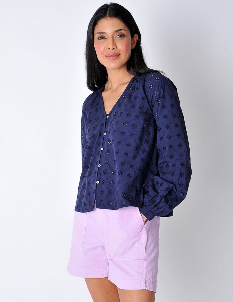 Perranport Blouse in Navy