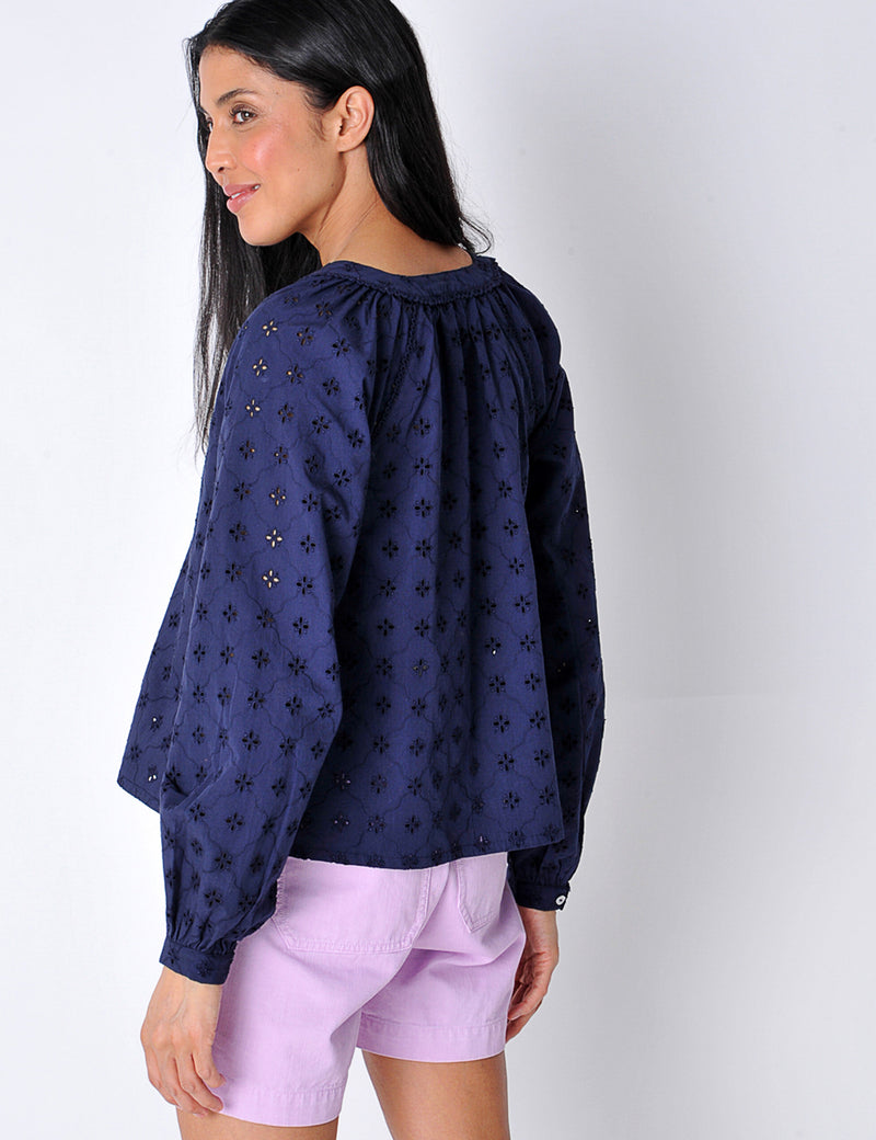 Perranport Blouse in Navy