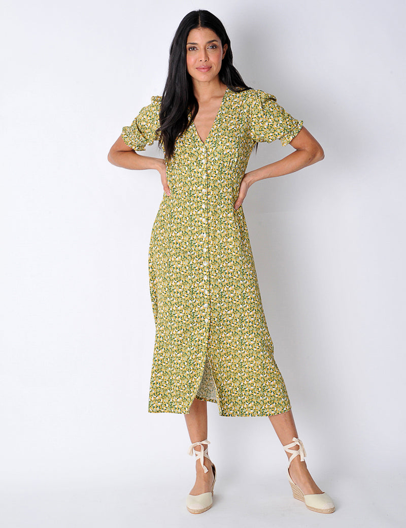 Mellion Dress in Lemon Print