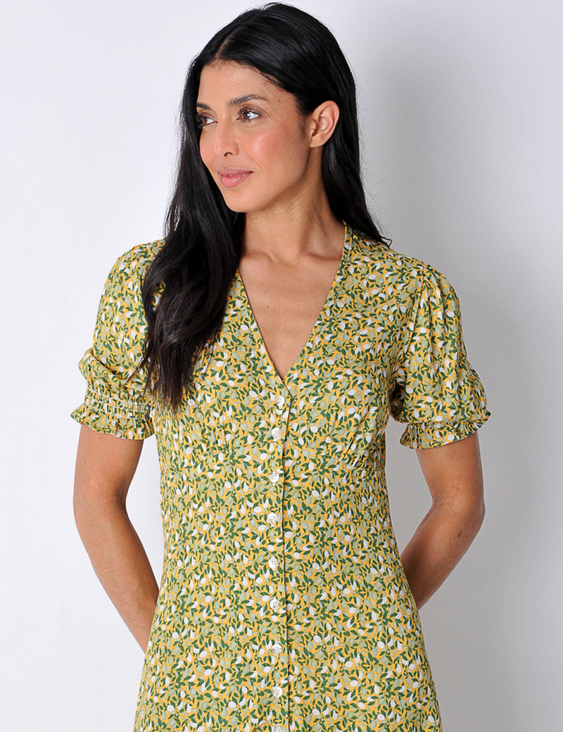 Mellion Dress in Lemon Print